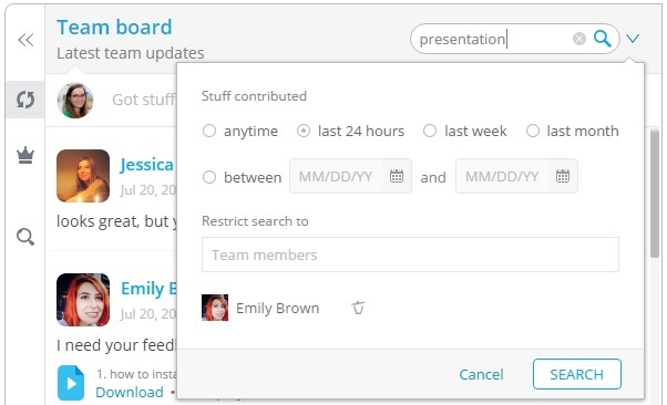 Team board search